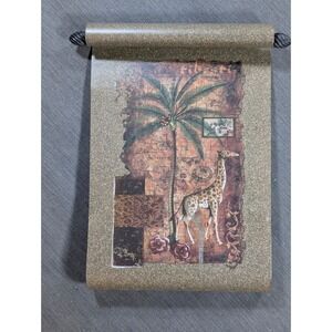 African Safari Palm Tree Giraffe Wall Scroll Art Decor Metal 12"